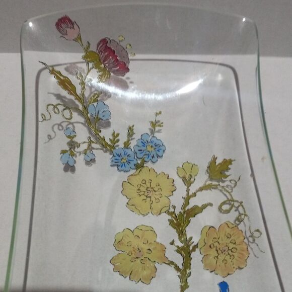 Vtg Signed Dorothy Thorpe Flowers & Ribbon Serving Tray-MCM-Transferware-Candy - Picture 6 of 9